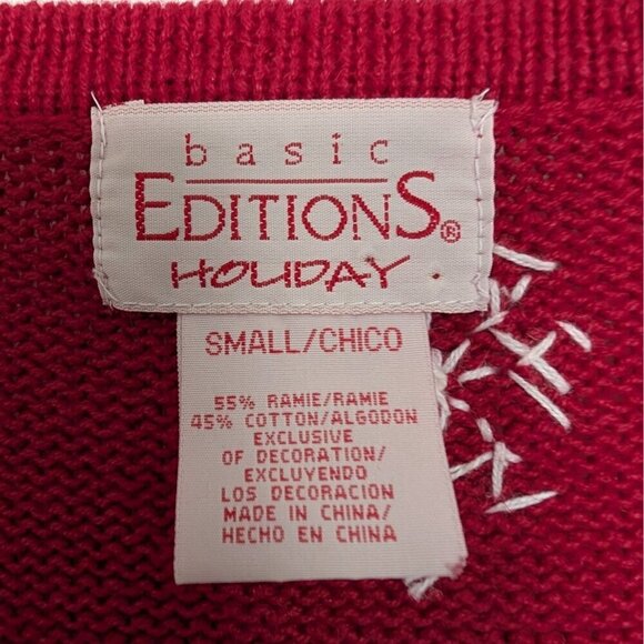 Vintage Ice Skating Cardigan Womens Size Small Red Snowflakes Winter Plaid - Picture 5 of 11